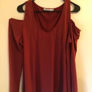 Flared Maroon Cold Shouldered Shirt